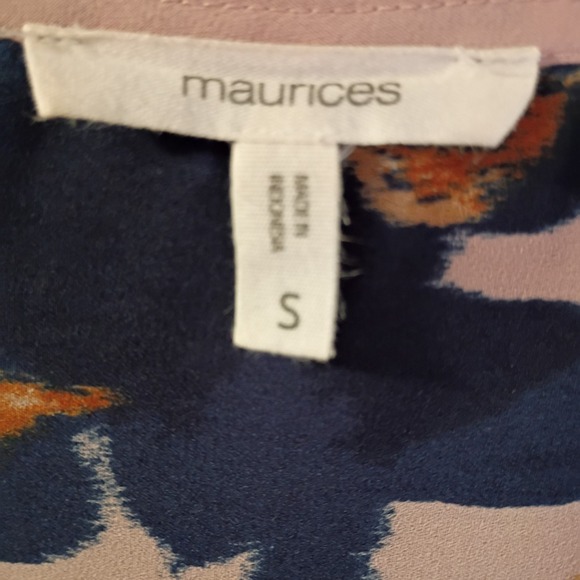 Maurice's Womens Small Pink Floral Sleeveless Sheer Blouse V Neck Summer Casual - Picture 4 of 7